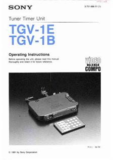 Sony TGV 1 B Tuner/Timer manual. Camera Instructions.